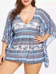 Plus Size Elephant Butterfly Sleeve Cover Up