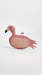 Flamingo Wicker Clutch