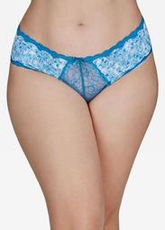 Printed Micro Hipster Panty with Lace Detail