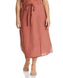 Faux Wrap Organic Linen Midi Skirt