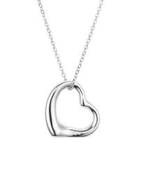 Open Heart Pendant Chain Necklace, 16"