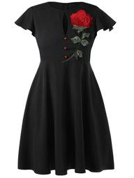 Plus Size Cutout Vintage Fit and Flare Dress