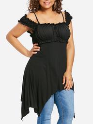 Plus Size Ruched Detail Square Neck Top