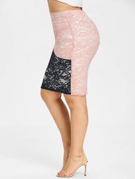 Plus Size Floral Lace Tight Skirt