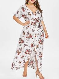 Plus Size Floral Maxi Surplice Dress
