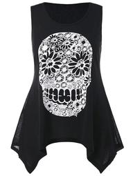 Plus Size Floral Skull Tank Top