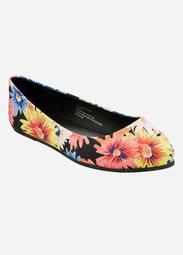 Floral Pointy Toe Flat - Wide Width