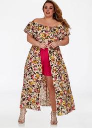 Floral Maxi Skirt Linen Romper