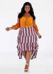 Hi Lo Tiered Stripe Skirt