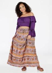 Moroccan Boho Print Maxi Skirt