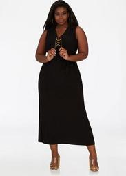 Chain Lace Up Belted Maxi