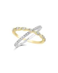 Diamond Crossover Ring in 14K White & Yellow Gold, 0.60 ct. t.w. - 100% Exclusive
