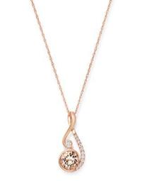 Morganite & Diamond Pendant Necklace in 14K Rose Gold, 18" - 100% Exclusive