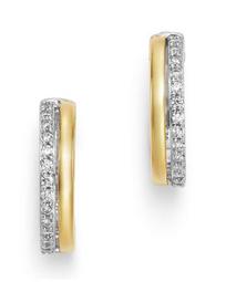 Diamond Huggie Earrings in 14K Yellow Gold & 14K White Gold, 0.25 ct. t.w. - 100% Exclusive
