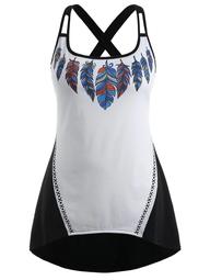 Plus Size Feather Criss Cross Tank Top