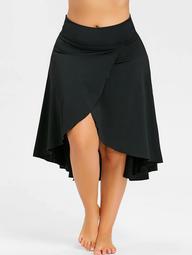 Plus Size Split Asymmetrical High Low Skirt
