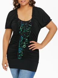 Plus Size Ruched Glittery T-shirt