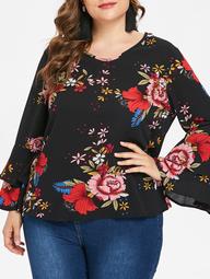 Plus Size Layered Bell Sleeve Blouse