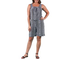 Women's Plus Size Black and White Geometric Tank and Short Jumpsuit