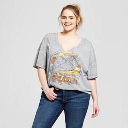 Women's Star Wars Plus Size Short Sleeve Sunset Millennium Falcon Graphic T-Shirt (Juniors') Gray