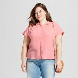Women's Plus Size Short Sleeve Drapey Button-Down - Universal Thread™