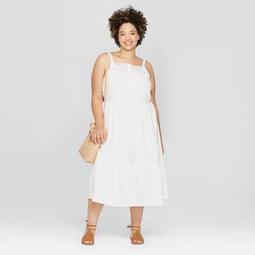 Women's Plus Size Button Front Tiered Dress - Universal Thread™ White