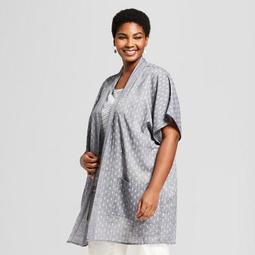 Women's Plus Size Printed Kimono - Universal Thread™ Gray X