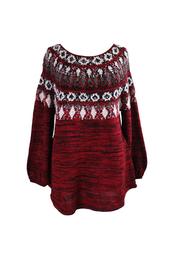 Style Co Plus Size Red Amore Combo Space-Dyed Fair Isle Sweater  3X