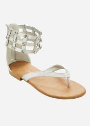 Bejeweled Ankle Flat Sandal - Wide Width