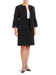 Bell-Sleeve Stretch Crepe Jacket