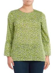 Plus Collage Floral Bell-Sleeve Top