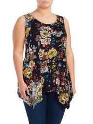 Plus Sleeveless Floral-Printed Top