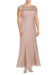 Plus Beaded Lace Gown