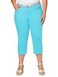 Plus Colored Belted Capri Jeans