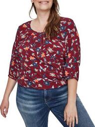 Plus Gathered Floral Top