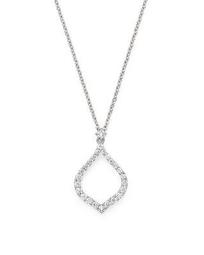 18K White Gold Art Deco Diamond Drop Necklace, 16"