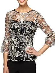 Plus Floral Embroidered Blouse