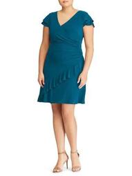 Plus Jersey Surplice Fit-and-Flare Dress