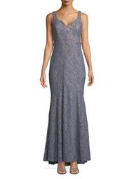Plus Sleeveless Lace Trumpet Gown