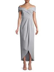 Plus Off-the-Shoulder Draped Gown