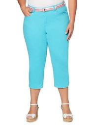 Plus Colored Belted Capri Jeans