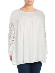 Plus Crinkle Lace Top