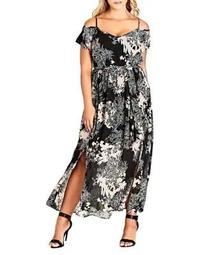 Plus Shadow Floral Maxi Dress