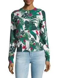 Plus Rain Forest-Print Cotton Sweater