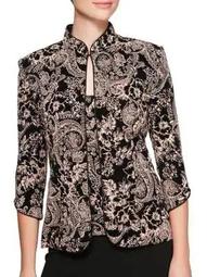 Plus Two-Piece Mandarin Collar Jacket and Printed Camisole