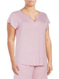 Plus Geometric Short-Sleeve Pajama Top