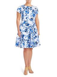 Plus Floral Fit-And-Flare Dress