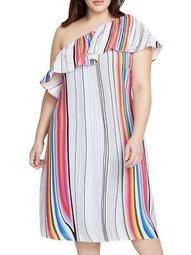 Plus Rainbow Ruffle Midi Dress