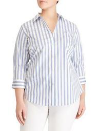 Plus Striped Non-Iron Button-down Shirt