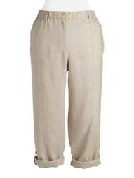 Plus Plus Linen Rolled-Cuff Pants
